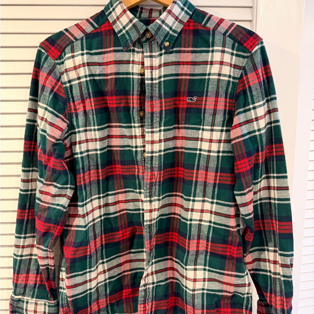 Vineyard Vines Flannel Red and Green Plaid Button Down Shirt